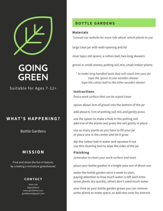 April 7 - GOING GREEN - Bottle Gardens - Garddwest EcoEducation